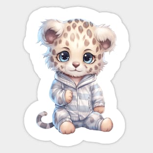 Snow Leopard Wearing Pajamas Sticker